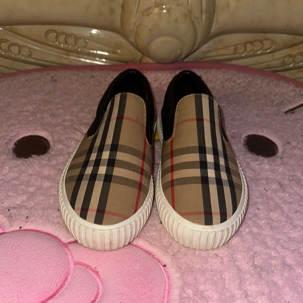Burberry Kids Plaid Slip-On Shoes - Beige